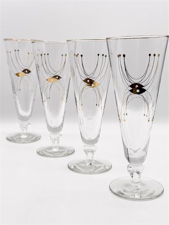 LIBBEY GLASS ~ Adagio ~ MCM Pilsner Glasses Set Of 4