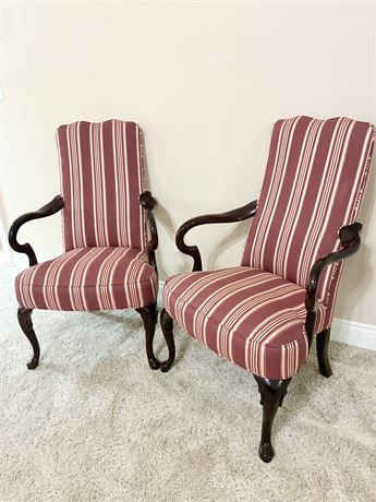 HANCOCK & MOORE ~ Pair (2) of Queen Anne Style Shepherd's Crook Armchairs