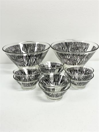 RAVENSCROFT BY KRISTIN ~ Pair (2) of Zebra Print Glass Bowl Sets