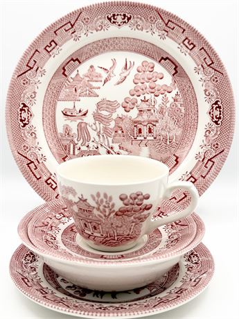 CHURCHILL ~ Willow Rosa Pink ~ 5 Piece Service For 8 ~ 44 Total Pieces