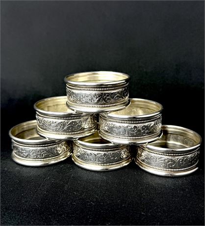 Vintage Set of 6 Alvin Sterling S17-1 Silver Napkin Rings