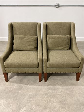 Pair of CHARTER Sage Green Wingback Chairs