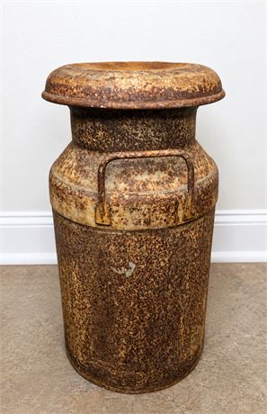Rustic Metal Milk Can with Lid