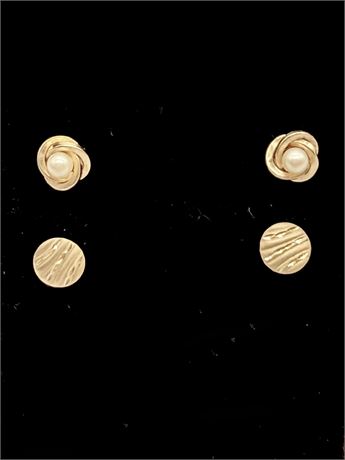 14Kt Gold Pair (2) Stud Earrings