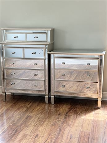 Elegant Modern Mirrored Dresser Set