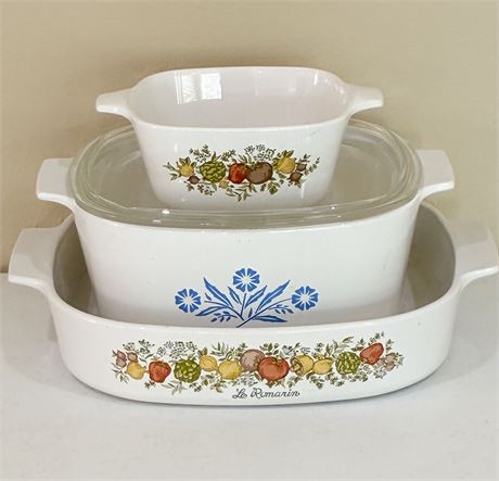 CORNING WARE ~ Set of 3 Assorted Casserole Dishes