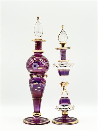 Pair (2) ~ Egyptian Hand Blown Perfume Bottles