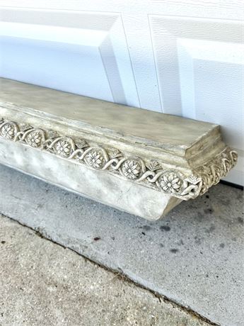 Cast Plaster Wall Shelf with Intricate Floral Design