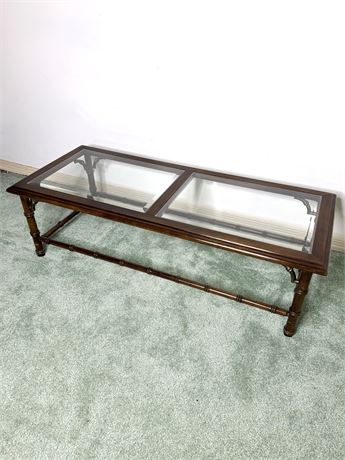Glass Pane Coffee Table with Bamboo Style Legs