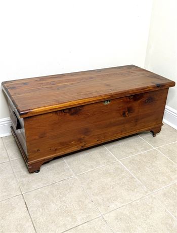 Vintage Solid Wood Cedar Chest Trunk on Casters