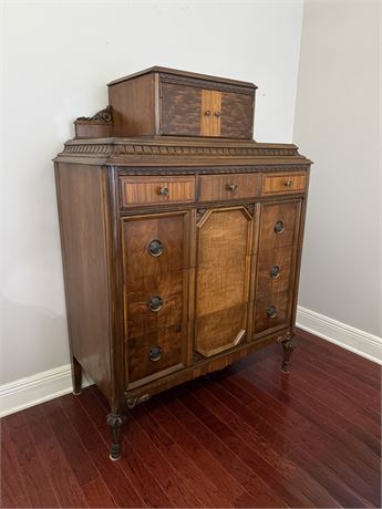 Solid Wood Inlaid Gentlemans Chest Of Drawers With Hat Box