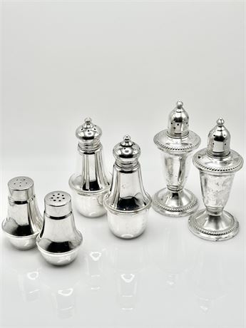 Sterling Silver ~ Set of 3 Salt & Pepper Shakers