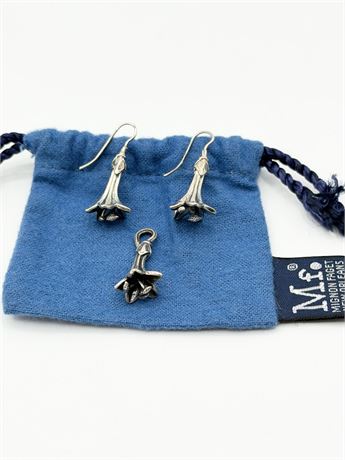 MIGNON FAGET ~ Lillies Pendant & Matching Dangle Earrings