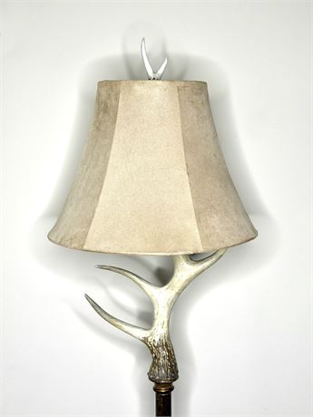 Floor Lamp with Antler Finial and Antler Decoration