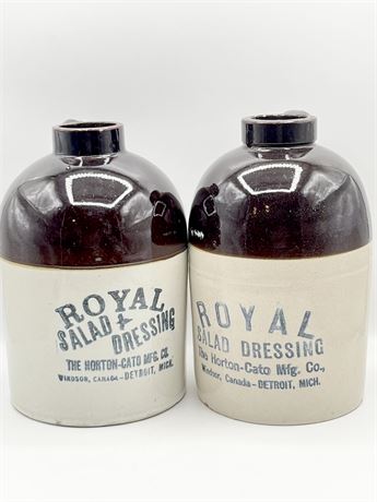 Pair (2) ~ ROYAL SALAD DRESSING ~ Stoneware Jugs