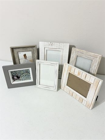 Lot of 6 Assorted Wooden 5”x7” Photo Frames