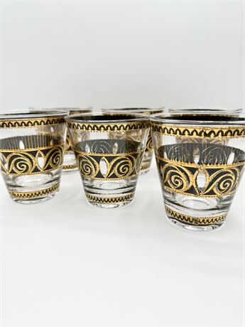 CULVER ~ 22K Gold CUL54 ~ MCM Old Fashioned Glassware ~ Set of 6