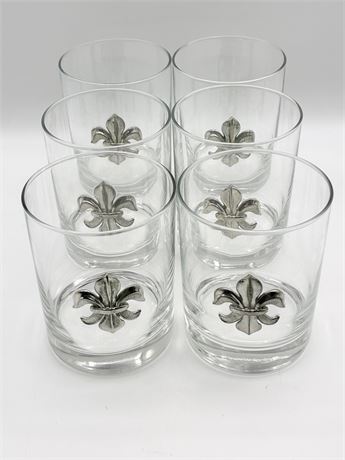 MAURICE MILLER ~ Set of 6 Fleur de Lis Tumblers