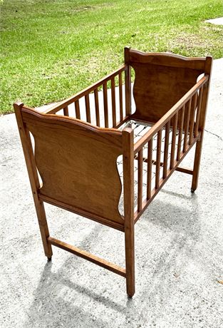 1950's Decorative Wooden Baby Crib Frame