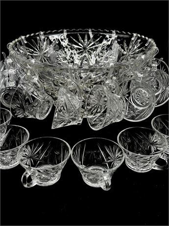 ANCHOR HOCKING ~ Prescut Clear ~ 14” Punch Bowl Set