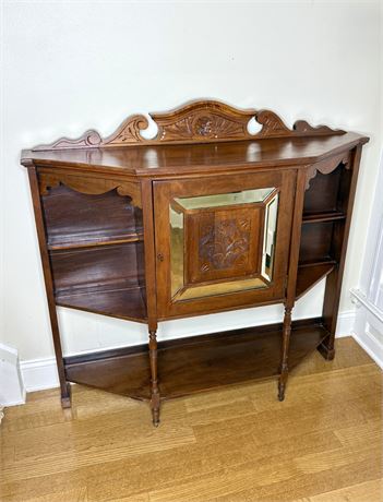 Antique Mahogany Victorian Chiffonier Sideboard with Ornate Pediment