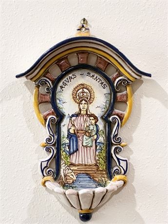 Hand-Painted Ceramic Holy Water Font