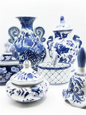 Blue & White Porcelain Home Decor ~ (6) Assorted Pieces