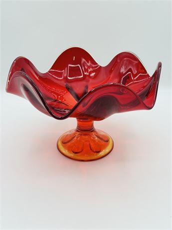 VIKING GLASS ~ "Epic" ~ Vintage Amberina Pedestal Compote Bowl