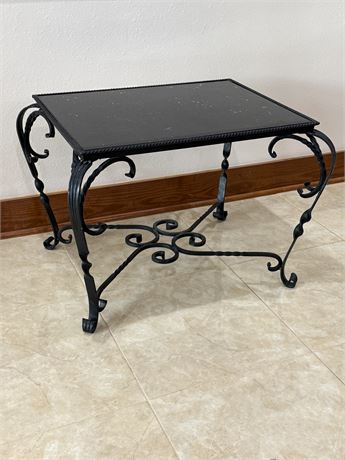 Black Granite Top Metal Side Table