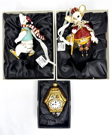 Fine Cloisonne and Blown Glass Christmas Ornament Lot - Trimsetter and Max Glass