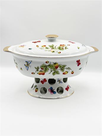 ROYAL CROWN (JAPAN) ~ Spring Time ~ 1.5 Quart Oval Covered Casserole With Stand