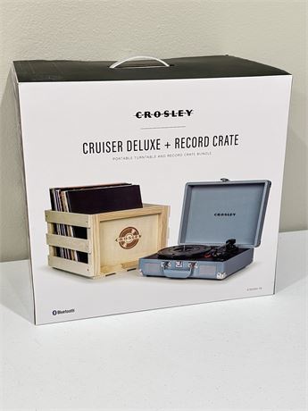 CROSLEY ~ Bluetooth Cruiser Deluxe Turn Table + Record Crate ~ NIB