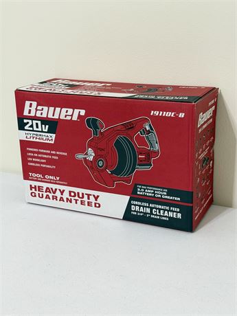 BAUER ~ 20V Cordless Automatic Feed Drain Cleaner ~ NIB