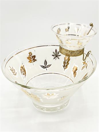 LIBBEY GLASS ~ Golden Foliage Chip & Dip