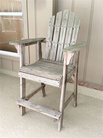 25” Rustic Weathered Wood Captains Chair