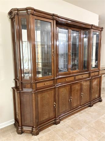 Custom-Made Solid Wood Traditional Style Breakfront China Cabinet - Heavy