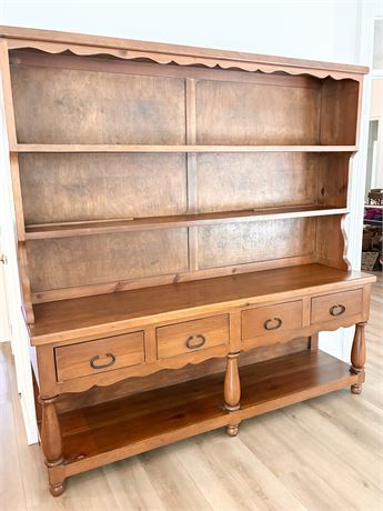 Vintage Solid Wood 2-Pc Welsh Hutch/Dresser