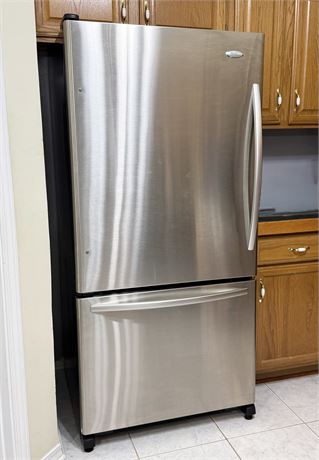 WHIRLPOOL ~ Gold Series ~ 2008 Stainless Steel Bottom-Freezer Refrigerator