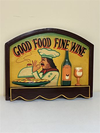 “Good Food Fine Wine” Rustic 3-D Wooden Wall Decor