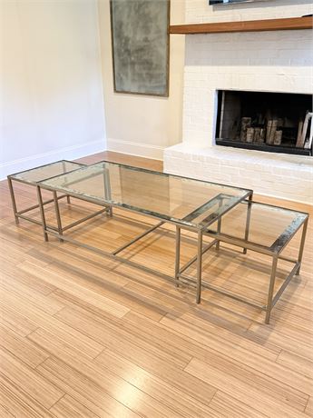 Metal Glass Nesting Top Coffee Table & End Tables