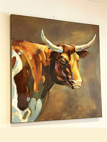 40” Square Long Horn Glossy/Matte Wall Decor