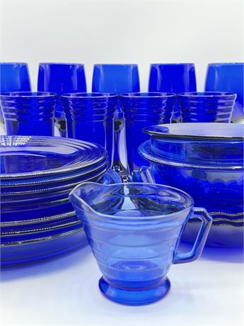 Cobalt Blue Depression Glass ~ (24) Miscellaneous Pieces
