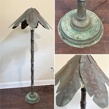 Patina Copper Palm Tree Tropical Floor Lamp