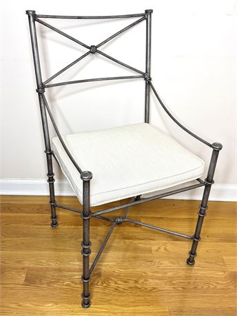 Heavy Iron Cushioned Armchair with Pewter Finish