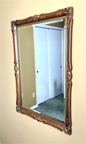 Beautifully Ornate Gold Gilded Baroque Beveled Mirror