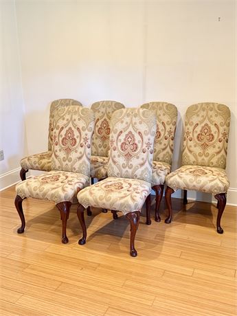 SHERRILL ~ (6) Queen Anne Dining Room Upholstered Chairs
