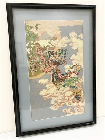 Wooden-Framed Chinoiserie Needlepoint