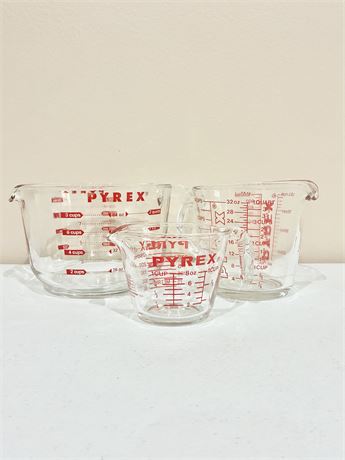 PYREX ~ Trio of Glass Measuring Cups
