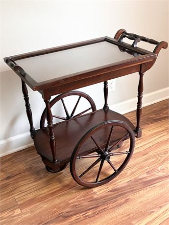 Vtg Mahogany Tea Cart