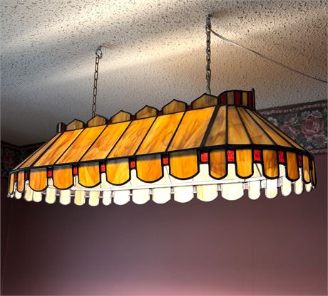 Hand Made Stained Glass Hanging Pool Table Style Ceiling Light 2